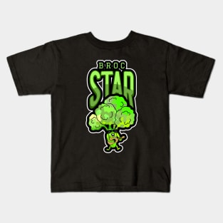 ROCKSTAR Funny Broccoli Pun Playing Guitar Kids T-Shirt